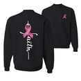 thumbnail image 1 of Wild Bobby Faith Breast Cancer Ribbon Breast Cancer Awareness Front and Back Unisex Crewneck Sweatshirt, Black, Small, 1 of 1