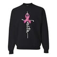 thumbnail image 1 of Wild Bobby Faith Breast Cancer Ribbon Breast Cancer Awareness Unisex Crewneck Sweatshirt, Black, XX-Large, 1 of 1