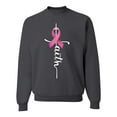 thumbnail image 1 of Wild Bobby Faith Breast Cancer Ribbon Breast Cancer Awareness Unisex Crewneck Sweatshirt, Charcoal, Small, 1 of 1