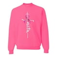 thumbnail image 1 of Wild Bobby Faith Breast Cancer Ribbon Breast Cancer Awareness Unisex Crewneck Sweatshirt, Neon Pink, Large, 1 of 1