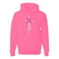 thumbnail image 1 of Wild Bobby Faith Breast Cancer Ribbon Breast Cancer Awareness Unisex Hoodie Sweatshirt, Neon Pink, Large, 1 of 1