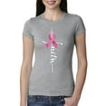 thumbnail image 1 of Wild Bobby Faith Breast Cancer Ribbon Breast Cancer Awareness Women Slim Fit Junior Tee, Heather Grey, Large, 1 of 1