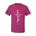 thumbnail image 1 of Wild Bobby Faith Breast Cancer Ribbon US Flag Breast Cancer Awareness Men Tee, Fuschia, Large, 1 of 1