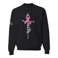 thumbnail image 1 of Wild Bobby Faith Breast Cancer Ribbon US Flag Breast Cancer Awareness Unisex Crewneck Sweatshirt, Black, Small, 1 of 1