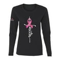 thumbnail image 1 of Wild Bobby Faith Breast Cancer Ribbon US Flag Breast Cancer Awareness Women Graphic Long Sleeve Tee, Black, Small, 1 of 1