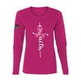 thumbnail image 1 of Wild Bobby Faith Breast Cancer Ribbon US Flag Breast Cancer Awareness Women Graphic Long Sleeve Tee, Fuschia, X-Large, 1 of 1