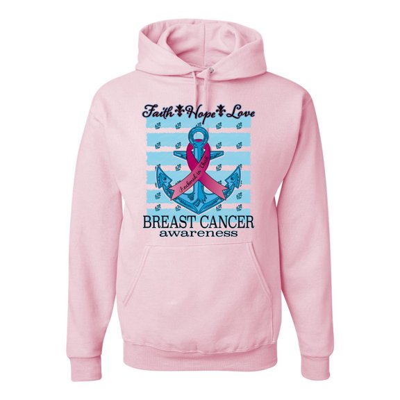 Wild Bobby Faith Hope Love Breast Cancer Awareness Anchor Breast Cancer Awareness Unisex Hoodie Sweatshirt, Light Pink, XX-Large