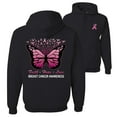 thumbnail image 1 of Wild Bobby Faith Hope Love Butterfly Ribbons Breast Cancer Awareness Front and Back Unisex Hoodie Sweatshirt, Black, 3X-Large, 1 of 5