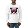 thumbnail image 1 of Wild Bobby Faith Hope Love Butterfly Ribbons Breast Cancer Awareness Men Long Sleeve Shirt, White, XX-Large, 1 of 6