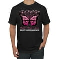 thumbnail image 1 of Wild Bobby Faith Hope Love Butterfly Ribbons Breast Cancer Awareness Men Tee, Black, 3X-Large, 1 of 6