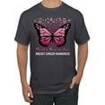 thumbnail image 1 of Wild Bobby Faith Hope Love Butterfly Ribbons Breast Cancer Awareness Men Tee, Charcoal, 4X-Large, 1 of 6
