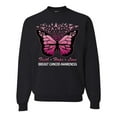 thumbnail image 1 of Wild Bobby Faith Hope Love Butterfly Ribbons Breast Cancer Awareness Unisex Crewneck Sweatshirt, Black, Small, 1 of 6