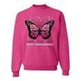 thumbnail image 1 of Wild Bobby Faith Hope Love Butterfly Ribbons Breast Cancer Awareness Unisex Crewneck Sweatshirt, Fuschia, Small, 1 of 6