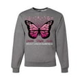 thumbnail image 1 of Wild Bobby Faith Hope Love Butterfly Ribbons Breast Cancer Awareness Unisex Crewneck Sweatshirt, Heather Grey, Large, 1 of 6