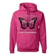 thumbnail image 1 of Wild Bobby Faith Hope Love Butterfly Ribbons Breast Cancer Awareness Unisex Hoodie Sweatshirt, Fuschia, Large, 1 of 6