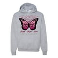 thumbnail image 1 of Wild Bobby Faith Hope Love Butterfly Ribbons Breast Cancer Awareness Unisex Hoodie Sweatshirt, Heather Grey, 3X-Large, 1 of 6