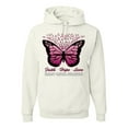 thumbnail image 1 of Wild Bobby Faith Hope Love Butterfly Ribbons Breast Cancer Awareness Unisex Hoodie Sweatshirt, White, 3X-Large, 1 of 6