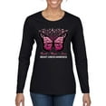 thumbnail image 1 of Wild Bobby Faith Hope Love Butterfly Ribbons Breast Cancer Awareness Women Graphic Long Sleeve Tee, Black, Small, 1 of 6