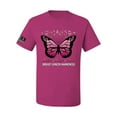 thumbnail image 1 of Wild Bobby Faith Hope Love Butterfly Ribbons US Flag Breast Cancer Awareness Men Tee, Fuschia, Large, 1 of 5