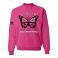 thumbnail image 1 of Wild Bobby Faith Hope Love Butterfly Ribbons US Flag Breast Cancer Awareness Unisex Crewneck Sweatshirt, Fuschia, 3X-Large, 1 of 5