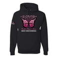 thumbnail image 1 of Wild Bobby Faith Hope Love Butterfly Ribbons US Flag Breast Cancer Awareness Unisex Hoodie Sweatshirt, Black, Small, 1 of 5
