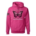 thumbnail image 1 of Wild Bobby Faith Hope Love Butterfly Ribbons US Flag Breast Cancer Awareness Unisex Hoodie Sweatshirt, Fuschia, X-Large, 1 of 5