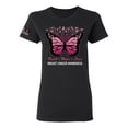 thumbnail image 1 of Wild Bobby Faith Hope Love Butterfly Ribbons US Flag Breast Cancer Awareness Women Graphic Tee, Black, Small, 1 of 5