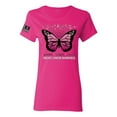 thumbnail image 1 of Wild Bobby Faith Hope Love Butterfly Ribbons US Flag Breast Cancer Awareness Women Graphic Tee, Fuschia, XX-Large, 1 of 5