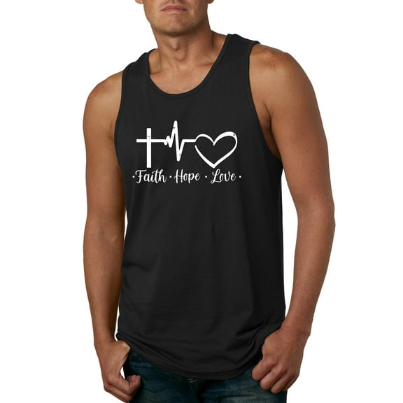 Wild Bobby, Faith.Hope.Love Heart Beat, Inspirational/Christian, Men Graphic Tank Top, Black, Small