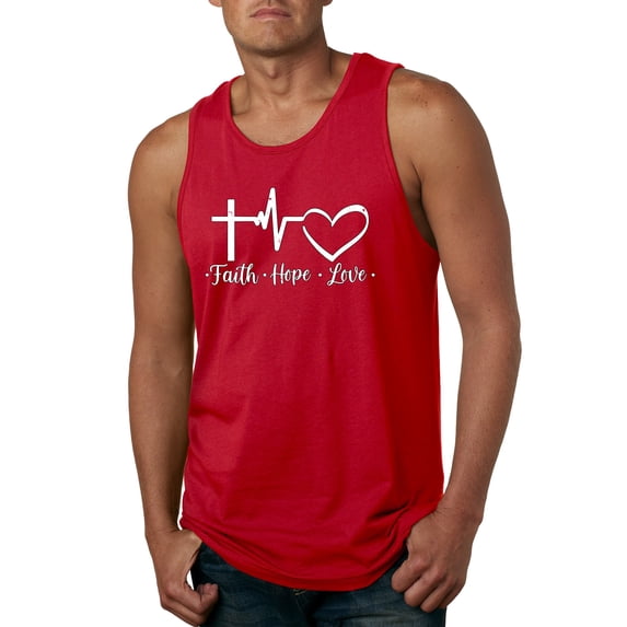 Wild Bobby, Faith.Hope.Love Heart Beat, Inspirational/Christian, Men Graphic Tank Top, Red, X-Large