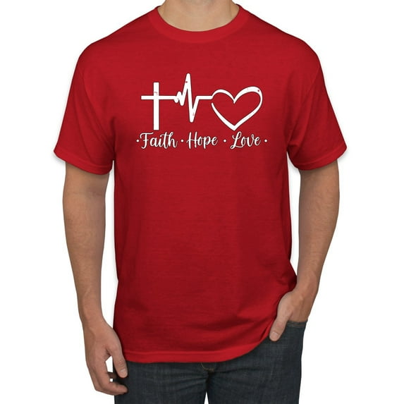 Wild Bobby, Faith.Hope.Love Heart Beat, Inspirational/Christian, Men Graphic Tee, Red, XX-Large