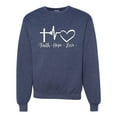thumbnail image 1 of Wild Bobby, Faith.Hope.Love Heart Beat, Inspirational/Christian, Unisex Crewneck Graphic Sweatshirt, Vintage Heather Navy, 3X-Large, 1 of 4