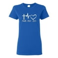 thumbnail image 1 of Wild Bobby, Faith.Hope.Love Heart Beat, Inspirational/Christian, Women Graphic Tee, Royal, Medium, 1 of 4