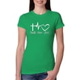 thumbnail image 1 of Wild Bobby, Faith.Hope.Love Heart Beat, Inspirational/Christian, Women Slim Fit Junior Tee, Kelly, X-Large, 1 of 4