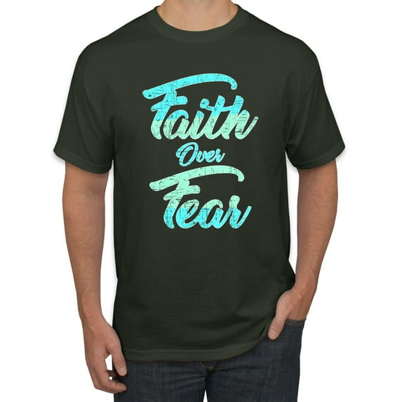 Wild Bobby, Faith Over Fear, Inspirational/Christian, Men Graphic Tee, Forest Green, 3X-Large