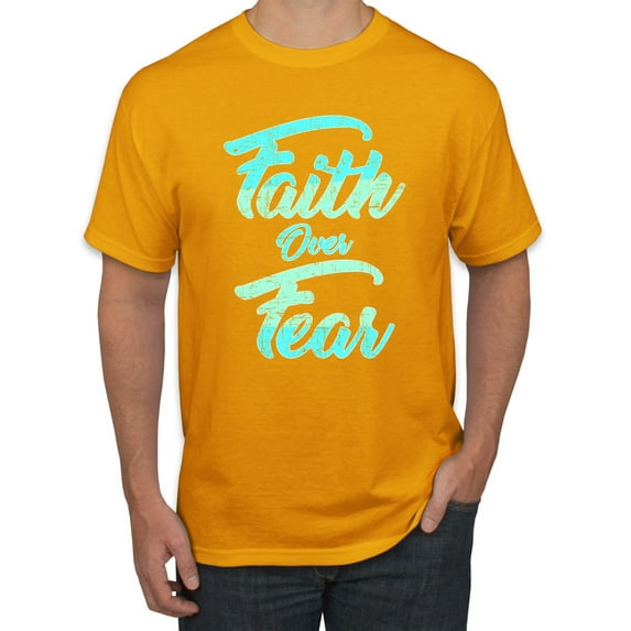 Wild Bobby, Faith Over Fear, Inspirational/Christian, Men Graphic Tee, Gold, Medium