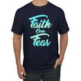 thumbnail image 1 of Wild Bobby, Faith Over Fear, Inspirational/Christian, Men Graphic Tee, Navy, Medium, 1 of 4
