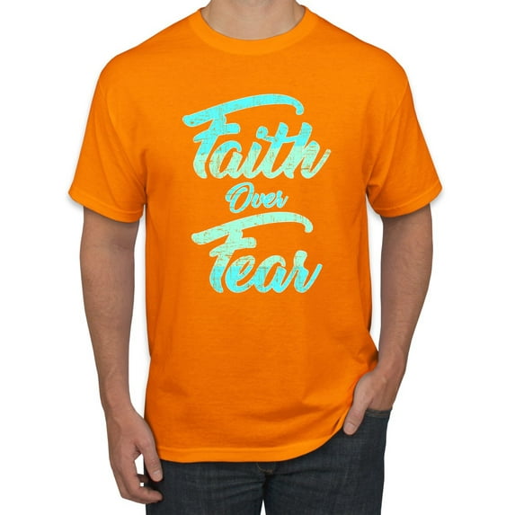 Wild Bobby, Faith Over Fear, Inspirational/Christian, Men Graphic Tee, Orange, 3X-Large