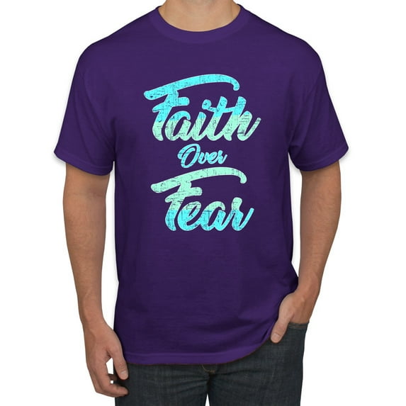 Wild Bobby, Faith Over Fear, Inspirational/Christian, Men Graphic Tee, Purple, Medium