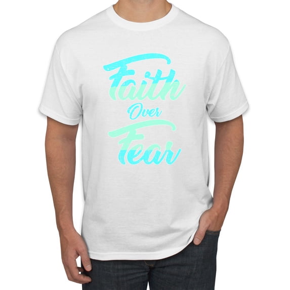 Wild Bobby, Faith Over Fear, Inspirational/Christian, Men Graphic Tee, White, 3X-Large