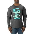 thumbnail image 1 of Wild Bobby, Faith Over Fear, Inspirational/Christian, Men Long Sleeve Shirt, Heather Black, Large, 1 of 4