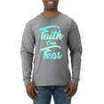thumbnail image 1 of Wild Bobby, Faith Over Fear, Inspirational/Christian, Men Long Sleeve Shirt, Heather Grey, Large, 1 of 4