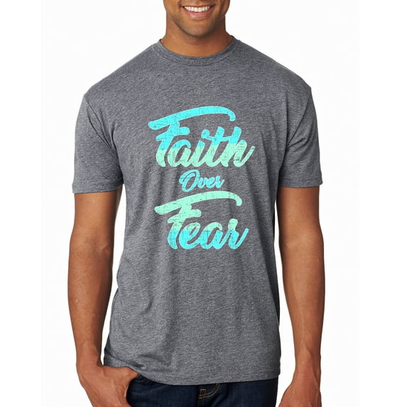 Wild Bobby, Faith Over Fear, Inspirational/Christian, Men Premium Tri Blend Tee, Premium Heather, Large