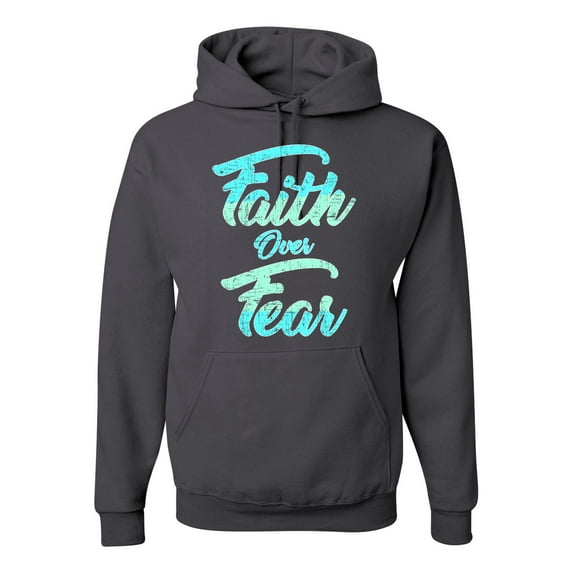 Wild Bobby, Faith Over Fear, Inspirational/Christian, Unisex Graphic Hoodie Sweatshirt, Charcoal, X-Large