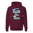 thumbnail image 1 of Wild Bobby, Faith Over Fear, Inspirational/Christian, Unisex Graphic Hoodie Sweatshirt, Maroon, XX-Large, 1 of 4