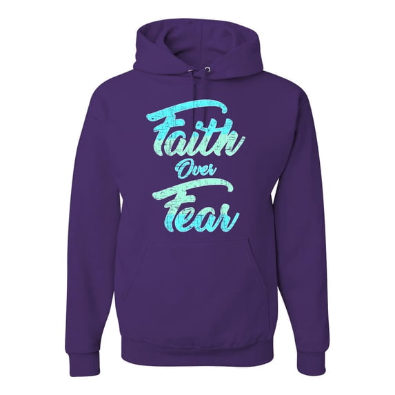 Wild Bobby, Faith Over Fear, Inspirational/Christian, Unisex Graphic Hoodie Sweatshirt, Purple, 3X-Large