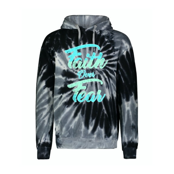 Wild Bobby, Faith Over Fear, Inspirational/Christian, Unisex Graphic Hoodie Sweatshirt, Spiral Black, XX-Large