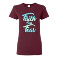 thumbnail image 1 of Wild Bobby, Faith Over Fear, Inspirational/Christian, Women Graphic Tee, Maroon, Medium, 1 of 4