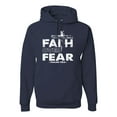 thumbnail image 1 of Wild Bobby, Faith Over Fear Psalm 118:6 White , Inspirational/Christian, Unisex Graphic Hoodie Sweatshirt, Navy, Large, 1 of 3