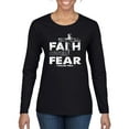 thumbnail image 1 of Wild Bobby, Faith Over Fear Psalm 118:6 White, Inspirational/Christian, Women Graphic Long Sleeve Tee, Black, Small, 1 of 3